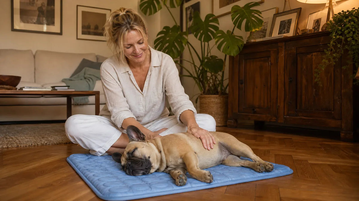 By day three, Sandra K.'s French Bulldog was claiming the mat on her own.
