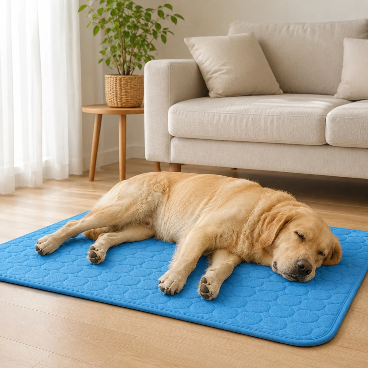Golden Retriever sleeping on Furtect Cooling Mat