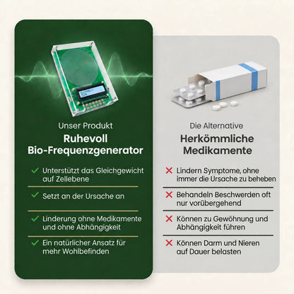 Ruhevoll Bio-Frequenzgenerator im Vergleich – Medikamentenschachtel mit Blisterstreifen